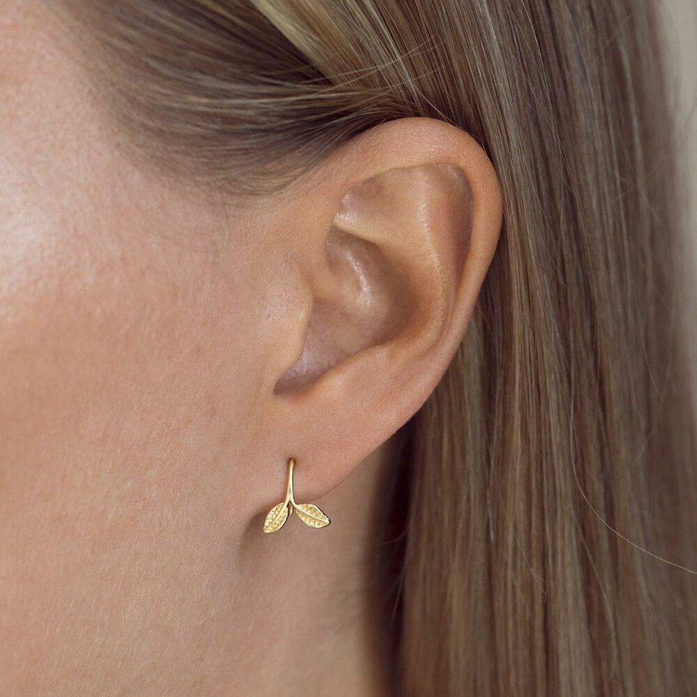 Uhani Delicate Leaf - Gold - Image 2